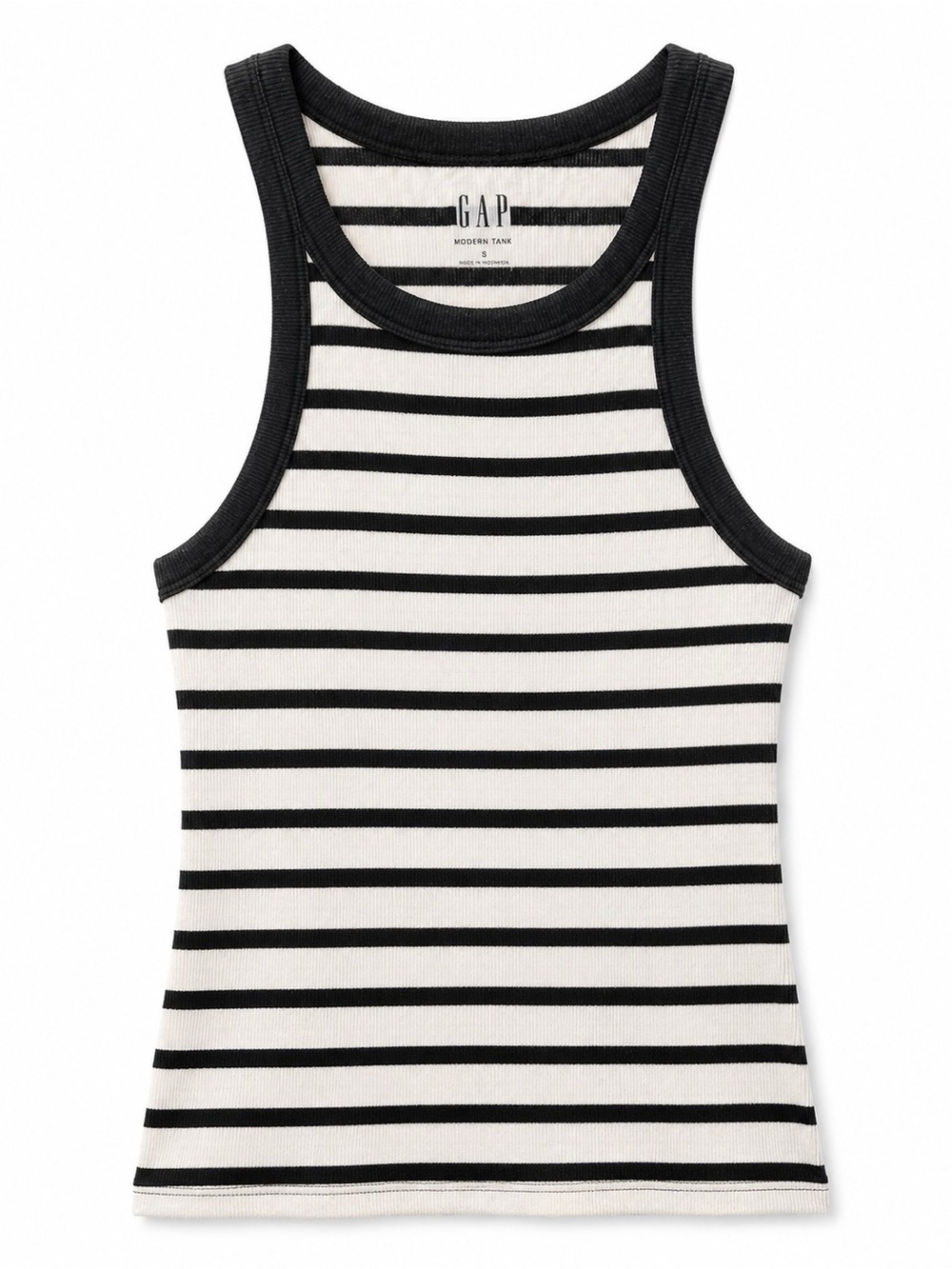 Gap Modern Tank Black White Striped Ribbed Tank Top Size Small